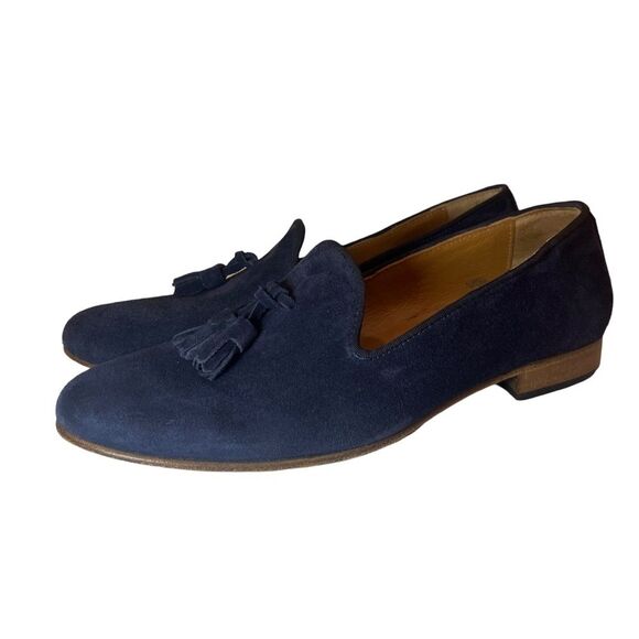 Leonardo Principi Blue Suede Loafers with Tassles main image 4